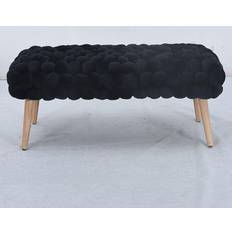 Black Foot Stools Cushla Bubbly Velvet Large Footstool 45 x 97 x 43 cm Foot Stool