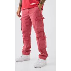 Cargohosen - Rot Straight Heavyweight Twill Acid Cargo Pants - Red