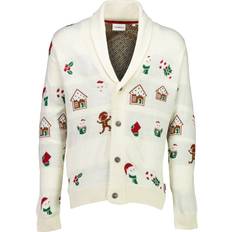 Herre - Hvite Cardigans Lindbergh Julegenser Xmas Shawl Collar Cardigan - Hvit