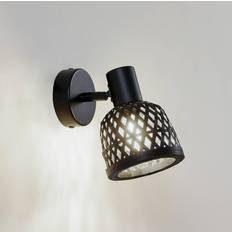 Bamboo Wall Lamps Lindby Eskil Ø 10 cm Black Bamboo Wall light