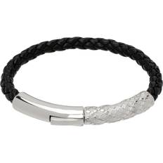 XS Bracelets Burberry Check Leather Bracelet - Silver/Black