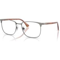 Persol Glasögon & Läsglasögon Persol Unisex PO1021V 1131 Ramramar Metall Grå Transparent Fyrkantig