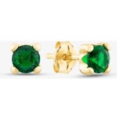 Emerald Earrings T.H.Baker Birthstone Stud Earrings - Yellow Gold May Green