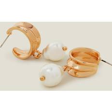 Accessorize Chunky Hoop Pearl Drop Earrings - Multicolour