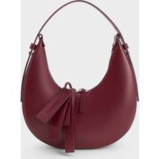 Charles & Keith Carey Crescent Hobo Bag - Burgundy