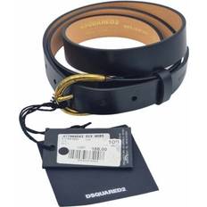 DSquared2 Dsquared Black Leather Belt - Brass