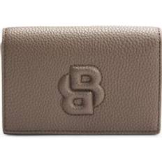 BOSS Grained Small Wallet with Double B Monogram - Brown