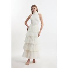 Midi Skirts - White Karen Millen Tulle Layered Woven Maxi Skirt - Ivory