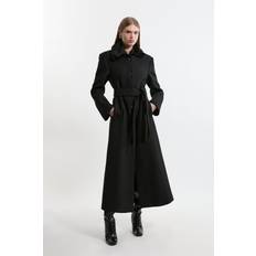 Organic - Women Coats Karen Millen Premium Italian Manteco Wool Maxi Coat - Black