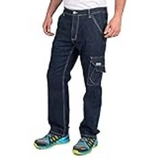 Work Clothes Goodyear Carpenter Multi Pocket Stretch Denim Jeans - Marineblau