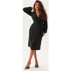 Sparkling Midi Wrap Dress - Black