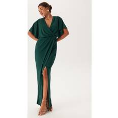 Bubbleroom Bubbleroom Occasion Wrap Slit Maxi Dress - Dark Green