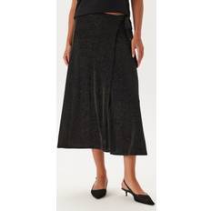 Sparkling Wrap Midi Skirt - Black/Gold