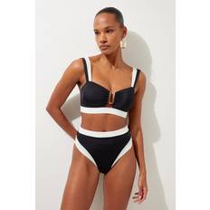 L Bikinis Karen Millen High Waist High Cut Bikini Bottoms - Mono