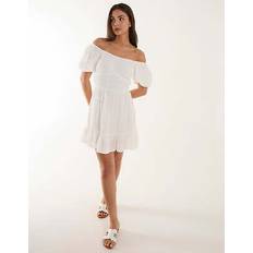 White Dresses Blue Vanilla Puff Ball Mini Dress -