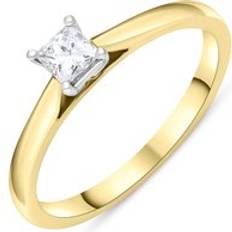 Engagement Ring - Woman Rings Diamond Princess Cut Solitaire Ring - Yellow Gold