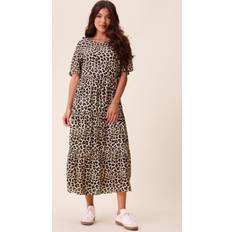 Happy Holly Tris Butterfly Sleeve Dress - Leopard