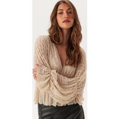 Bubbleroom Overdele Bubbleroom V-Neck Flounce Blouse - Light Beige