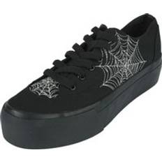 EMP LowCut Plateau Trainers With Spiderweb Embroidery Sneakers - Black