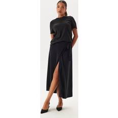 Sparkling Wrap Midi Skirt - Black/Black