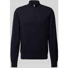 Kläder BOSS Padro Cotton Knitted Half Zip Tröja - Dark Blue