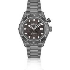 BOSS Grey-Plated Automatic Watch with Dial