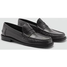 Mango Loafers Mango Leather Moccasin - Grey