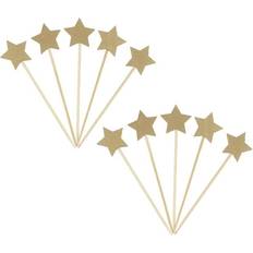 Hobbycraft Gold Star Wooden Toppers Set of 10 Cake Decoration