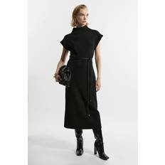 Wool Dresses Karen Millen Wool Blend Cosy Knit Belted Midaxi Dress - Black