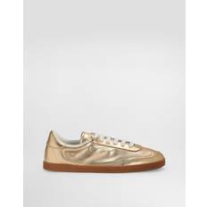Dolce & Gabbana Saint Tropez Foiled Leather Sneakers Gold