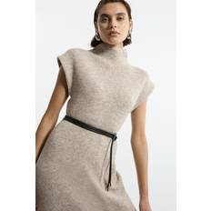 Wool Dresses Karen Millen Wool Blend Cosy Knit Belted Midaxi Dress - Oatmeal