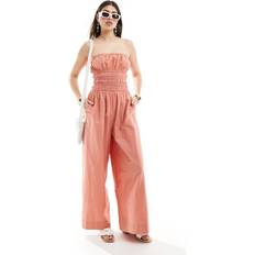 Orange Jumpsuits & Overaller ASOS DESIGN Persikofärgad Jumpsuit Med Vida Ben - Liv-Orange