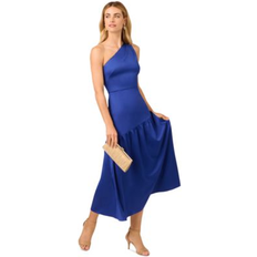 Dresses Adrianna Papell Satin Tea-Length One-Shoulder Dress - Royal Sapphire