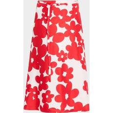 Marni Printed Silk Midi Skirt - Red