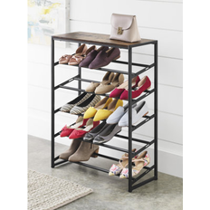 Ebern Designs Black Hallway Furniture & Accessories Ebern Designs Modern Industrial 5-Tier Adjustable Shoe Rack