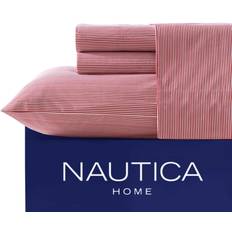 Nautica Penny Pinstripe Red Twin Set Bed Sheet Red (243.84x167.64cm)