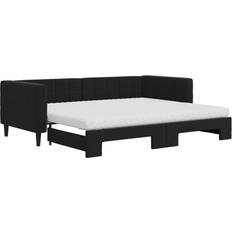 vidaXL Daybed Med Udtræk Og Madras 90x200 cm Velour Sort