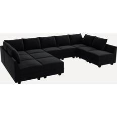 U-Sofas Honbay Velvet Modular Sleeper Sectional 11-Piece Sofa