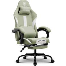 GTPLAYER Gaming Stuhl Ergonomischer Gaming Sessel Schreibtischstuhl mit Stoffoberfläche Atmungsaktiver Bürostuhl Federsitzkissen mit Fußstütze Grün