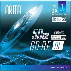 Ritek 10 Pack BD-RE DL Rewritable 50GB Double Layers 2X 260Min White Inkjet Hub Printable Blank Disc w/Jewel Case