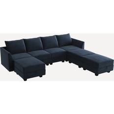 Honbay 7-Piece Velvet Modular Sectional Sofa