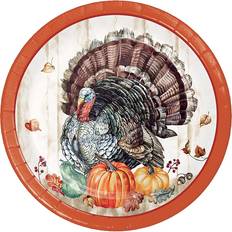 Green Disposable Plates Creative Converting Timeless Turkey Thanksgiving Paper Dessert Plates 24/Pack