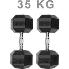 Fitness Dirty Pro Tools Dumbbells Rubber Encased Weights Set 35KG