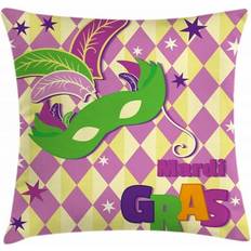 Textiles Mardi Gras Stars Graphic Mask 16.0 H x 16.0 W x 2.0 D Cushion Cover Red, Pink, Multicolor