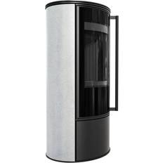Vita Braskaminer Kratki Kaminofen aus Stahl ERIK Ø 150 5,5 kW WHITE Natural schwarz Türfeder