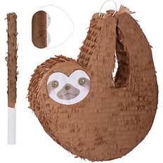 Brown Piñatas Relaxdays Pinata Set Faultier 8 cm Braun