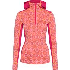 Dam - Orange Underställstoppar Kari Traa Women's Rose Hood - Merino Base Layer