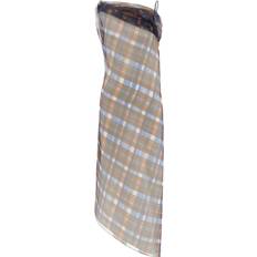 Ferragamo Brown Dresses Ferragamo Organza Plaid-Check Midi Dress - Brown