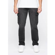 Crosshatch Wash Kremtap Cargo Jeans - Charcoal