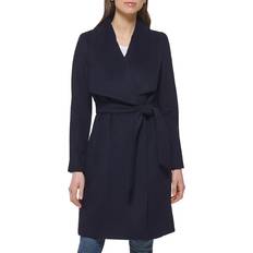 Blue Coats Cole Haan Wool Blend Wrap Coat - Navy